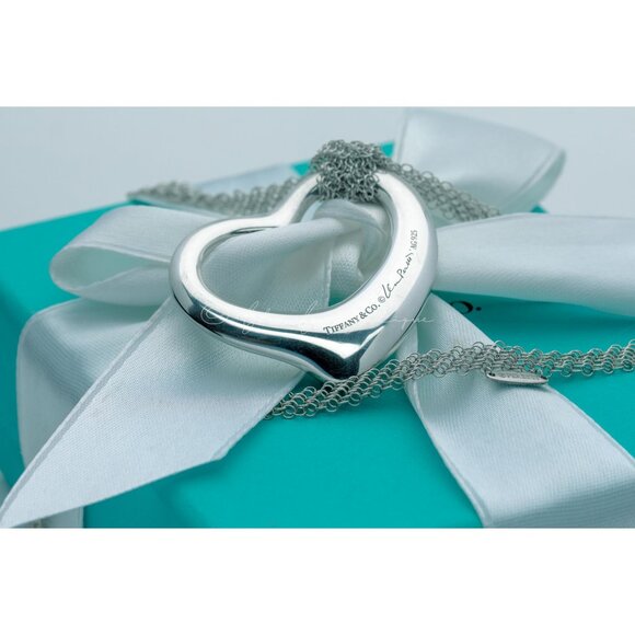 Tiffany & Co. Necklace Large Open Heart Mesh Pendant 36mm in Silver - Picture 2 of 9